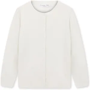 CUNYI Girl's Crewneck Lightweight Button-up Cardigan Cotton Knit Sweater Casual Cute Outerwear