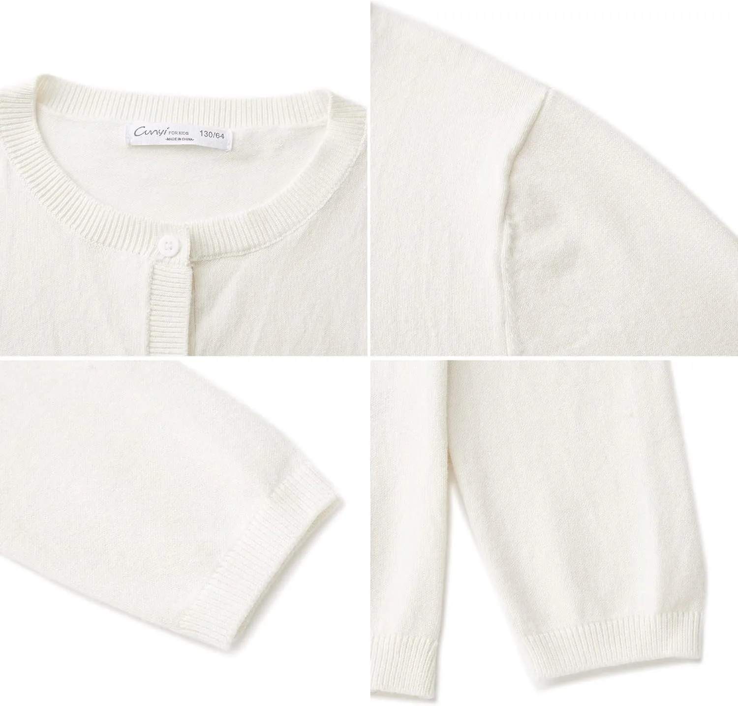 CUNYI Girl's Crewneck Lightweight Button-up Cardigan Cotton Knit Sweater Casual Cute Outerwear
