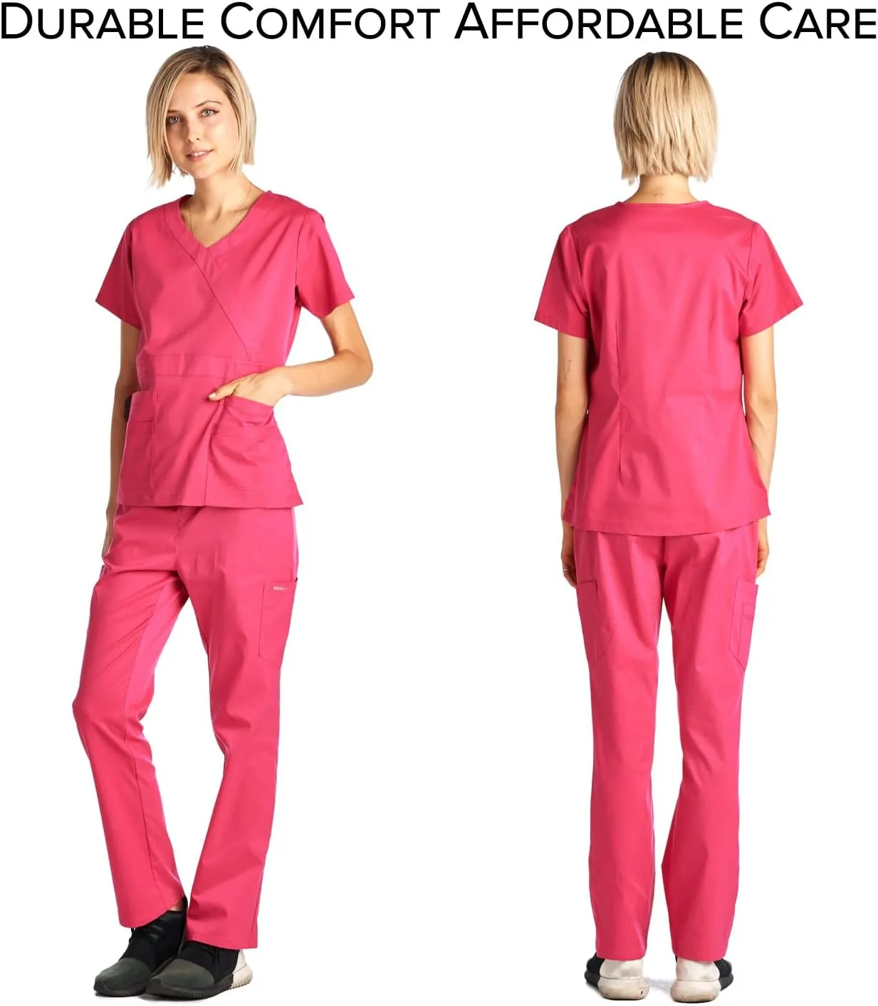 Dagacci Medical Uniform Women's Scrub Set Stretch and Soft Y-Neck Top and Pants