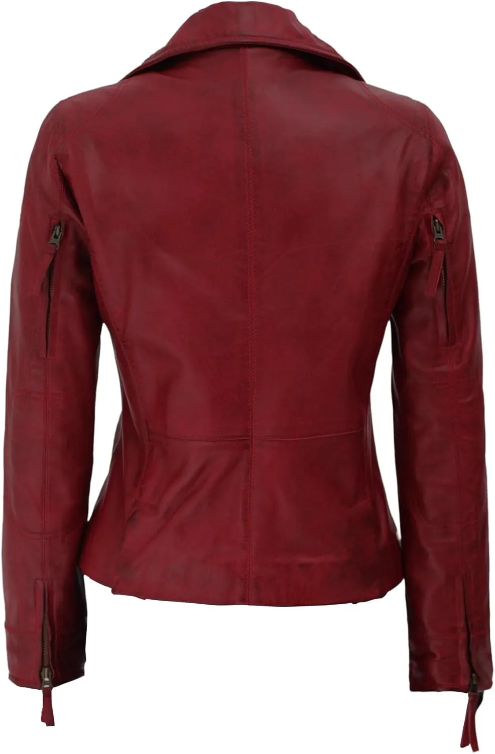 Decrum Womens Leather Jacket - Asymmetrical Style Casual Leather Jackets For Women