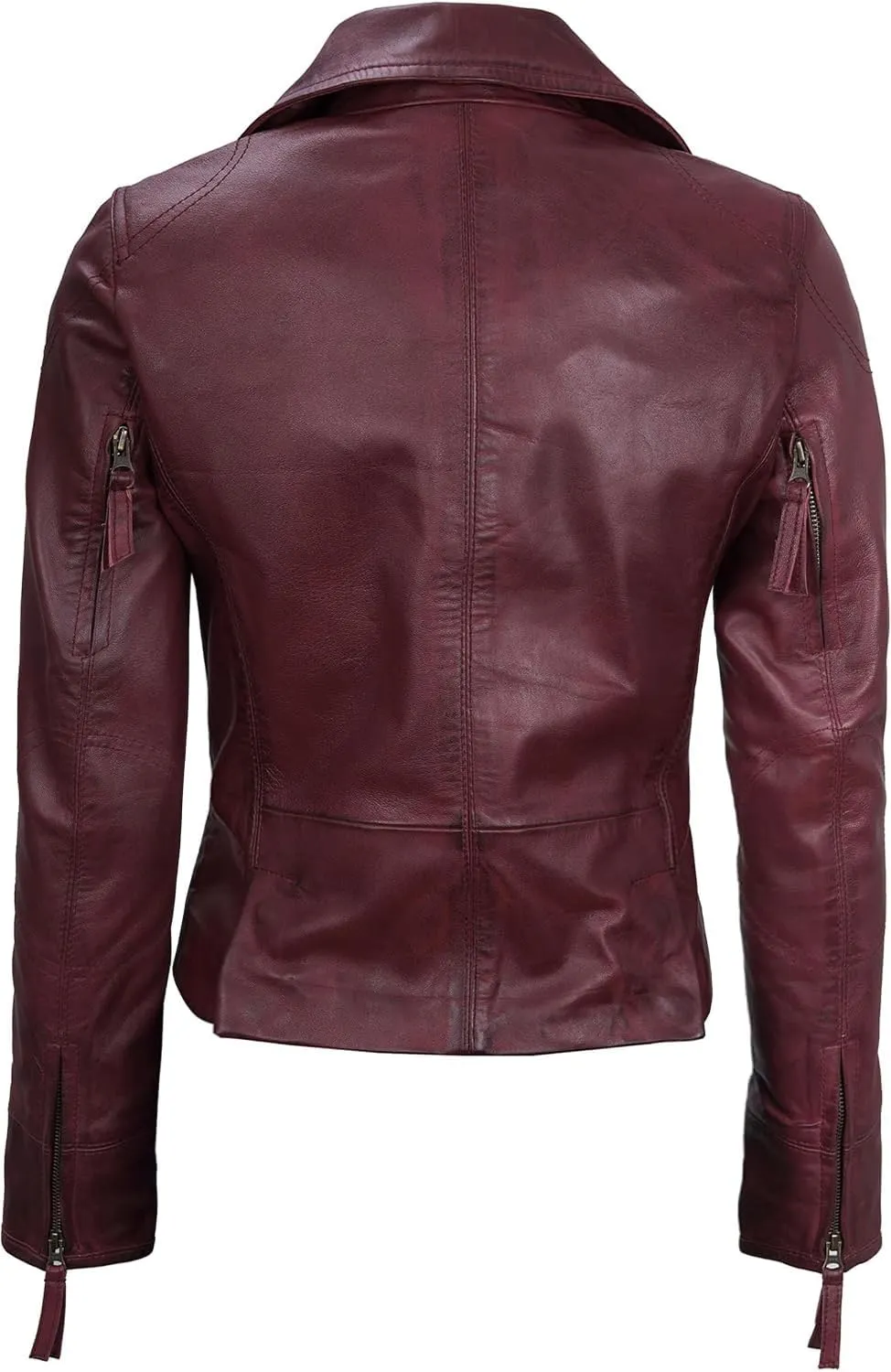 Decrum Womens Leather Jacket - Asymmetrical Style Casual Leather Jackets For Women