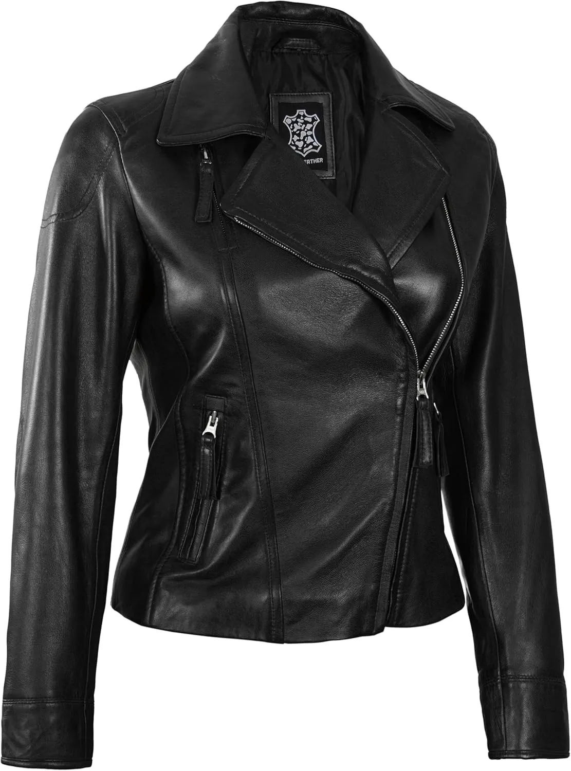 Decrum Womens Leather Jacket - Asymmetrical Style Casual Leather Jackets For Women