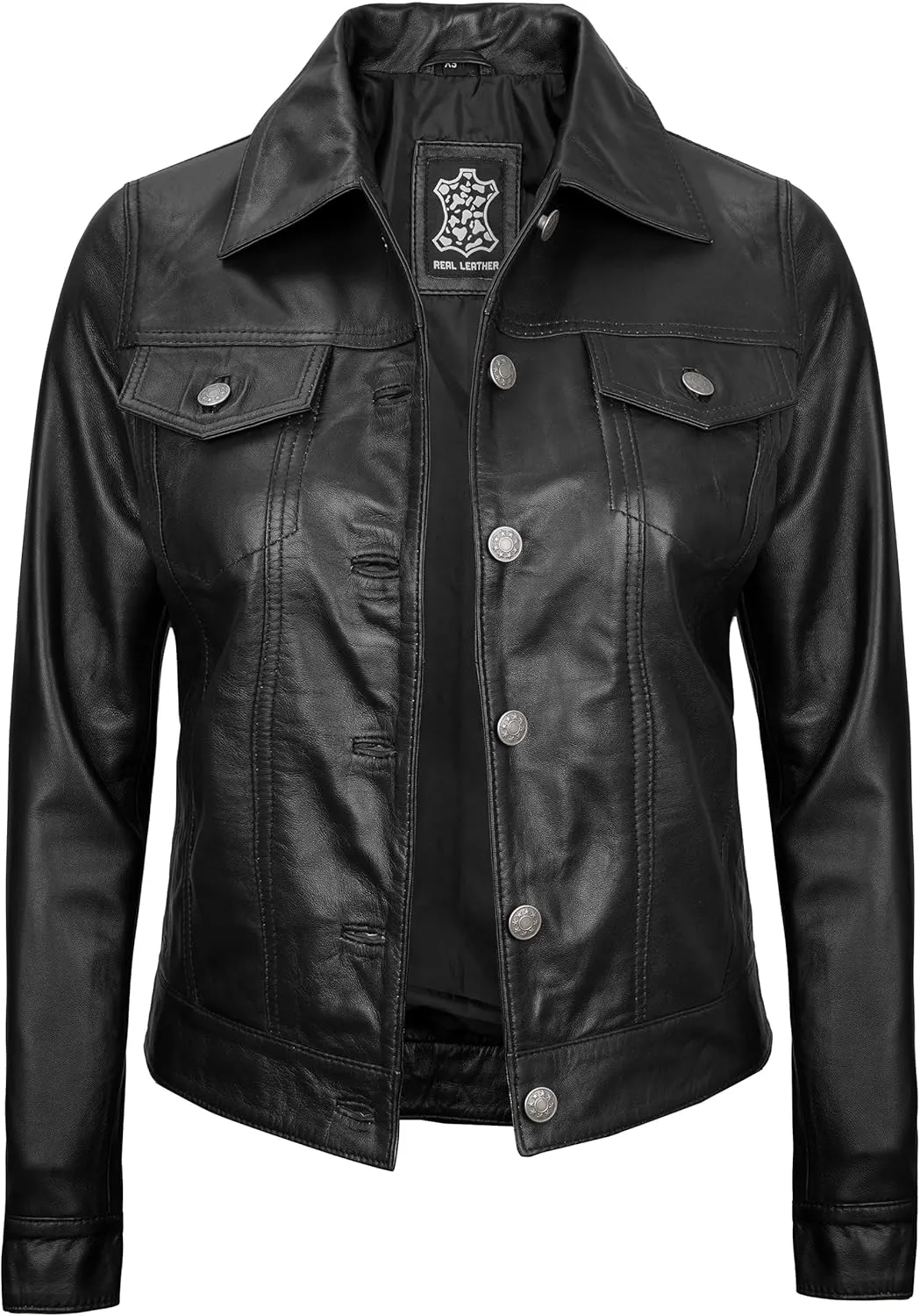 Decrum Womens Leather Jacket - Fashion Real Lambskin Leather Jackets for Women