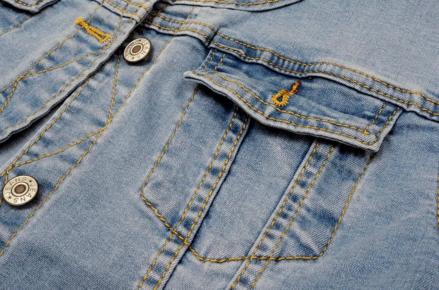 Denim Jackets Washed Three Quarter Sleeve Stretch Collarless Short Jeans Coat