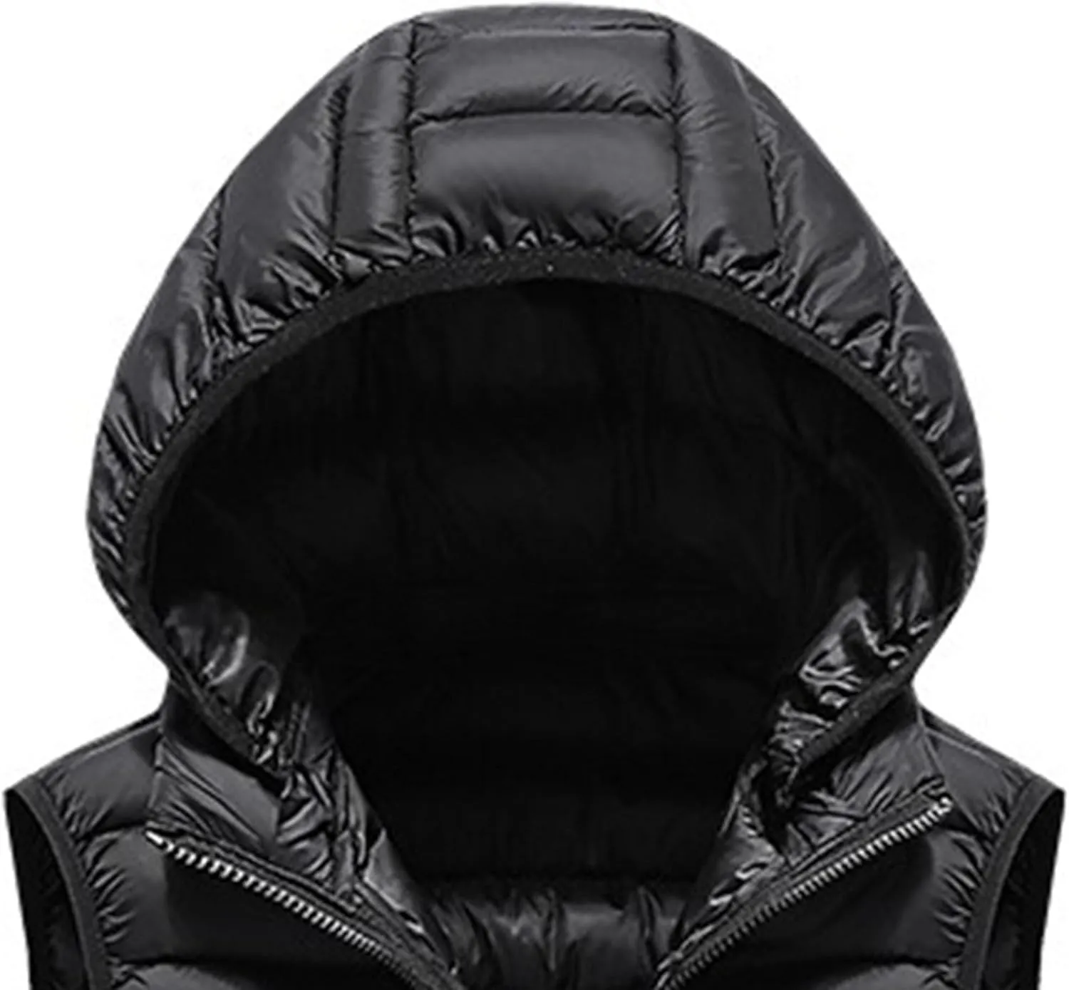 DGHM-JLMY Men's Sleeveless Lightweight Quilted Puffer Down Winter Hooded Down Cotton Vest Casual Vest Loose Coat with Hood