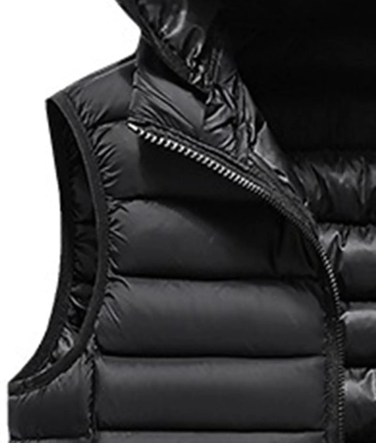 DGHM-JLMY Men's Sleeveless Lightweight Quilted Puffer Down Winter Hooded Down Cotton Vest Casual Vest Loose Coat with Hood