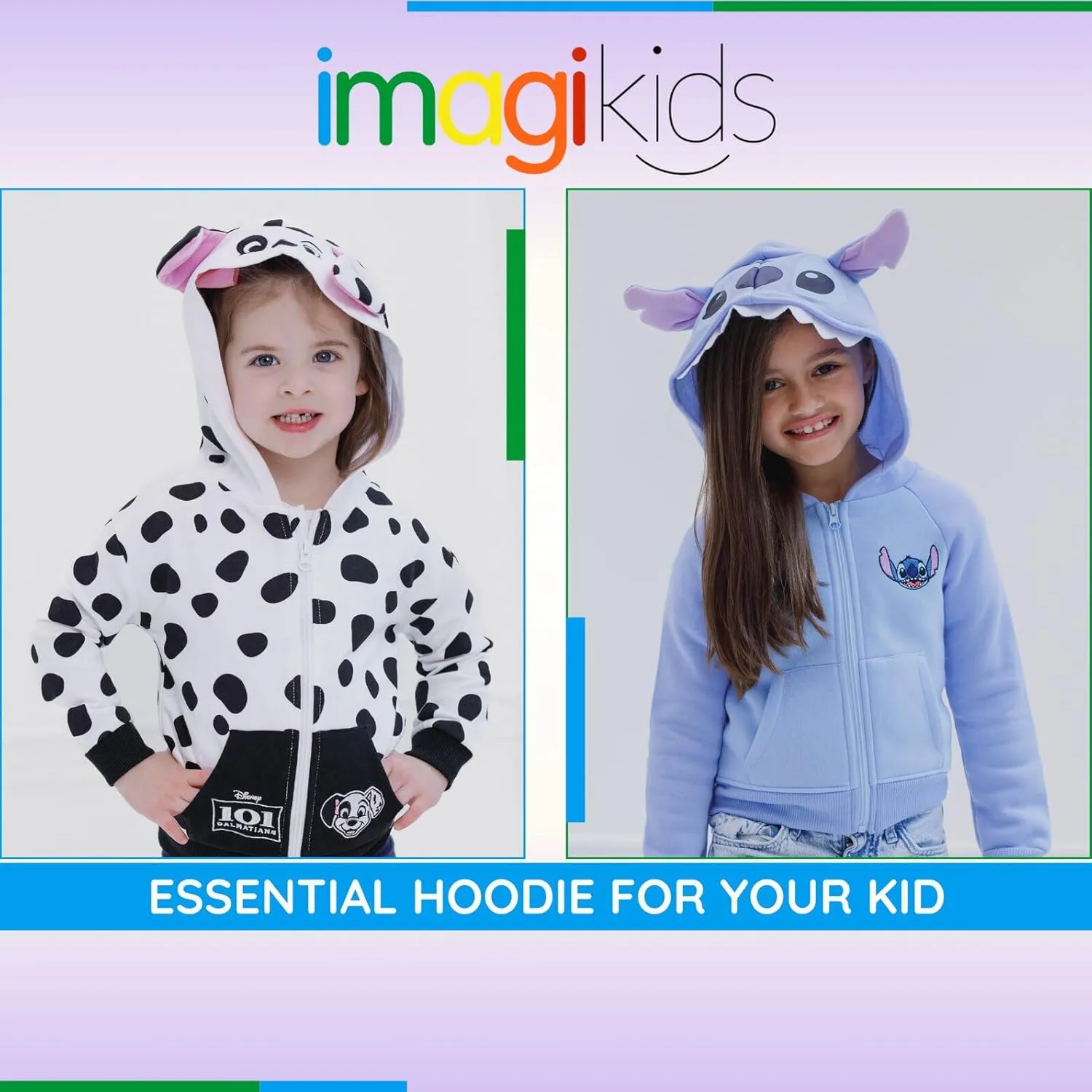Disney Classics Girls Fleece Zip Up Cosplay Hoodie Toddler to Big Kid Sizes (2T - 14-16)