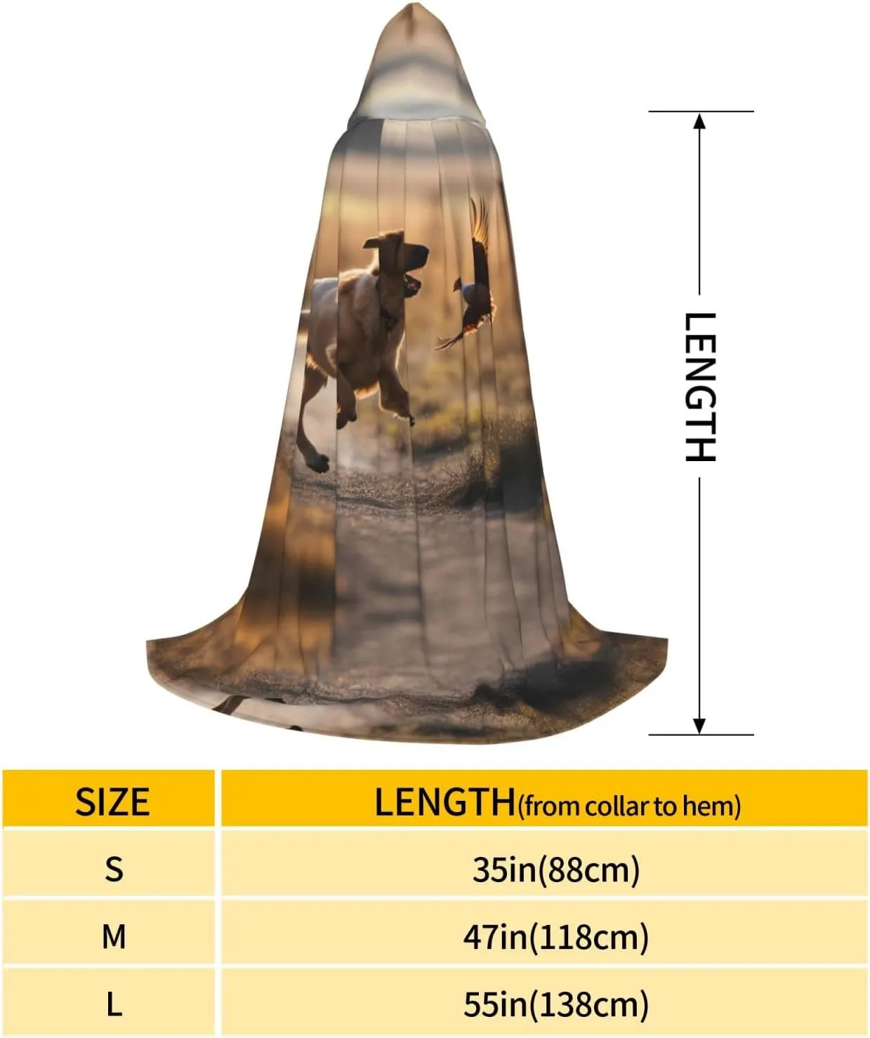 Dog Catching Pheasant Hood Cloak,Hooded Cape Cloak,Halloween Witch Wizard Raven Vampire Cosplay
