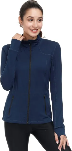 Dolcevida Womens Sports Jackets Zip Up Workout Yoga Jacket with Pockets