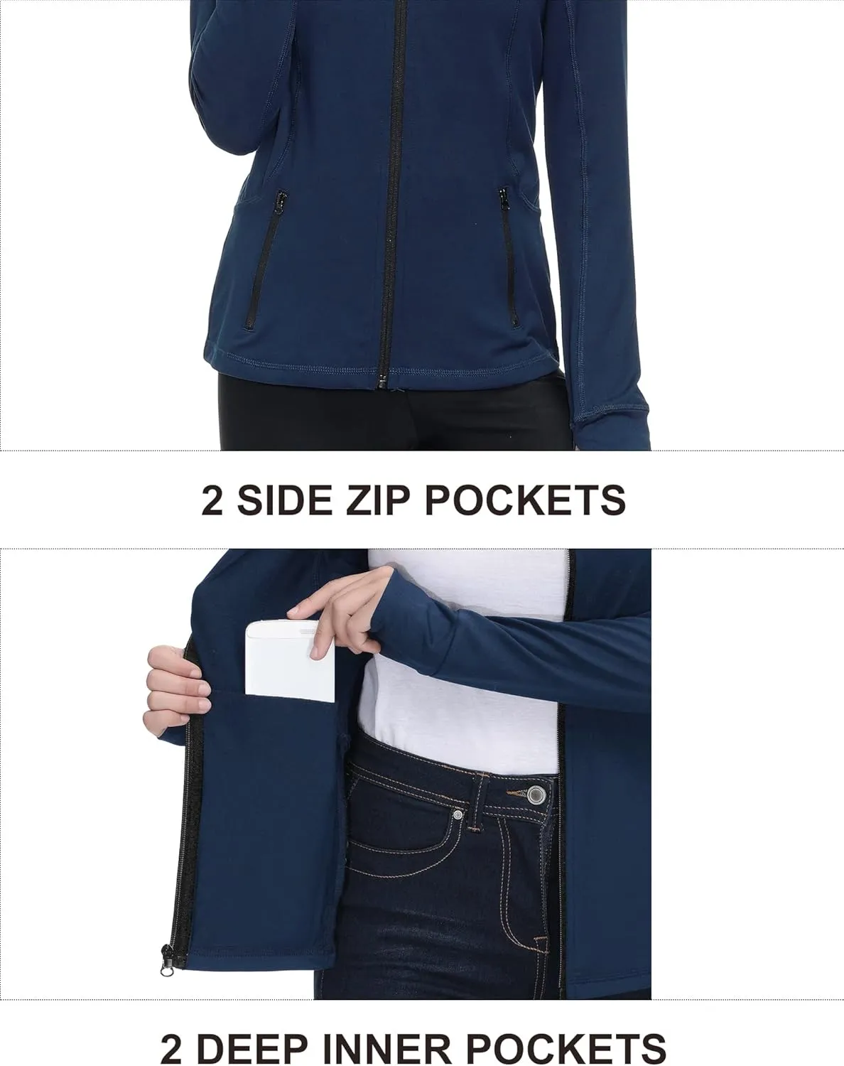 Dolcevida Womens Sports Jackets Zip Up Workout Yoga Jacket with Pockets