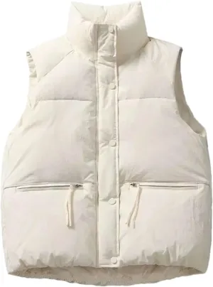 Down Cotton Vest Winter Sleeveless Padded Jacket Female Oversized Loose Zipper Vests Ladies Warm Puffer Coats