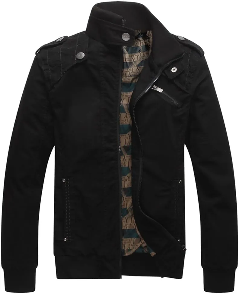 Dwar Men's Casual Washed Cotton Military Outdoor Jackets with Shoulder Straps