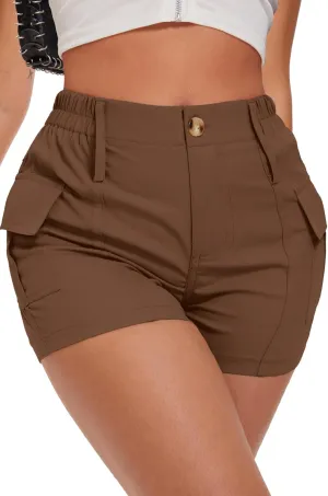 ELLEVEN Women's Y2K High-Waisted Cargo Shorts  Stylish, Slim Fit with Pockets