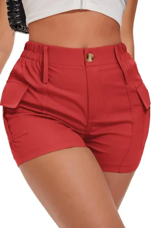 ELLEVEN Women's Y2K High-Waisted Cargo Shorts  Stylish, Slim Fit with Pockets