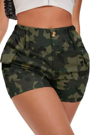 ELLEVEN Women's Y2K High-Waisted Cargo Shorts  Stylish, Slim Fit with Pockets