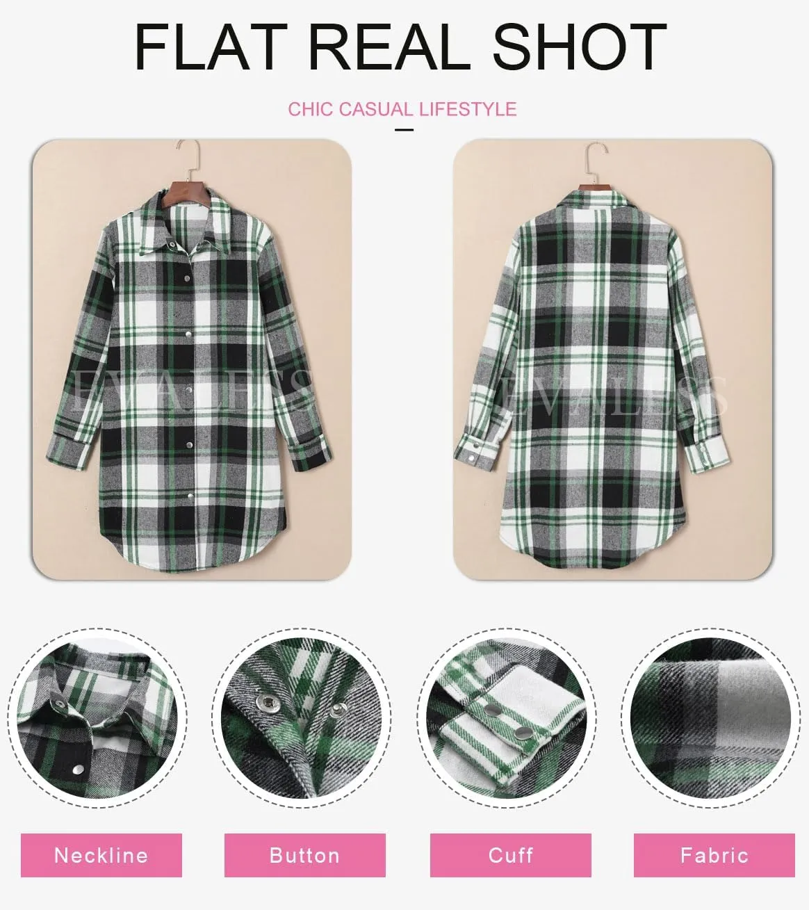 EVALESS Color Block Plaid Shacket Jacket Womens Fall Clothes Fashion Outfits