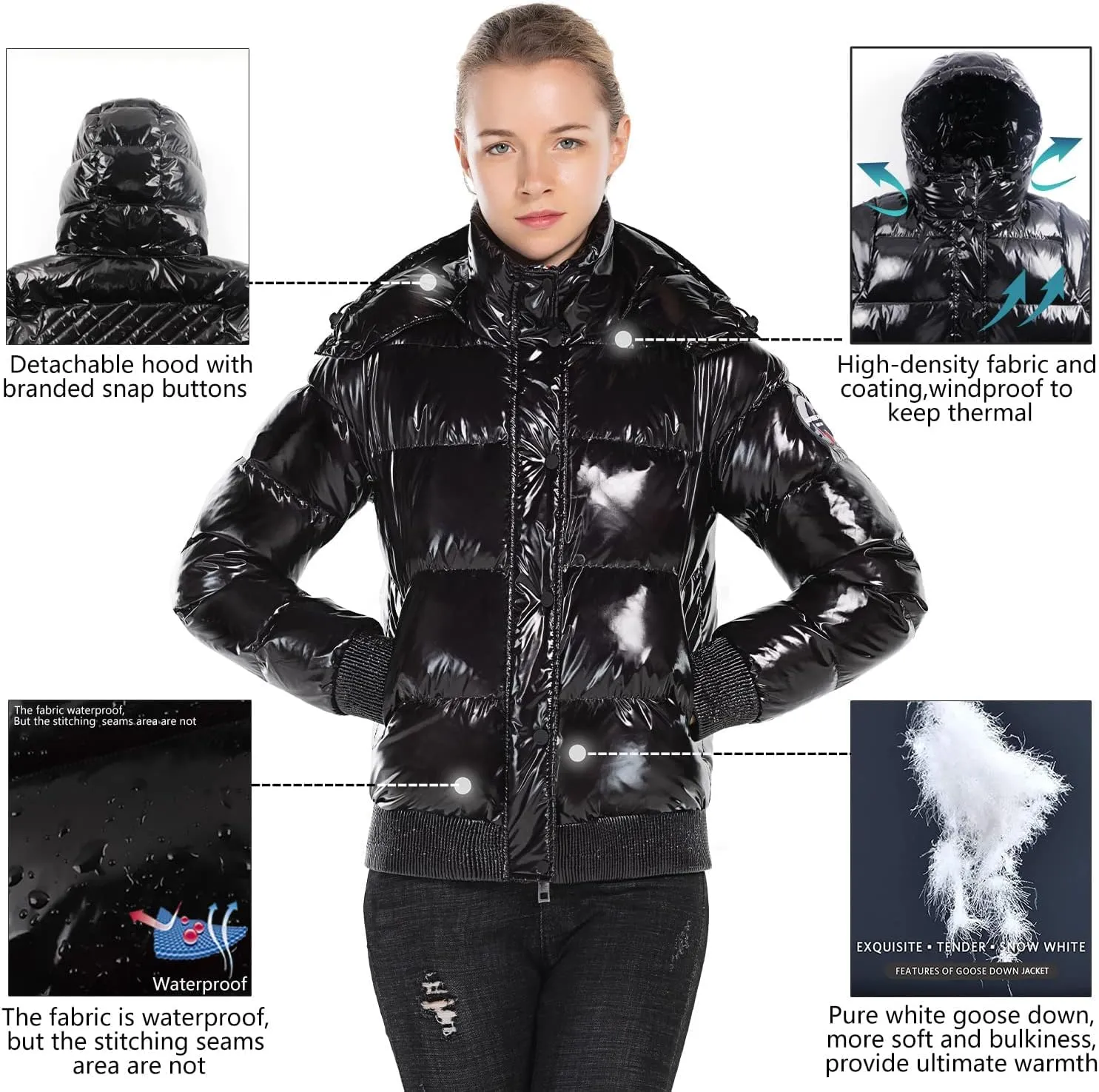 Extreme Pop Womens Goose Down Jackets Size XS-XL UK Brand DHL Delivery 3-5 Working Days