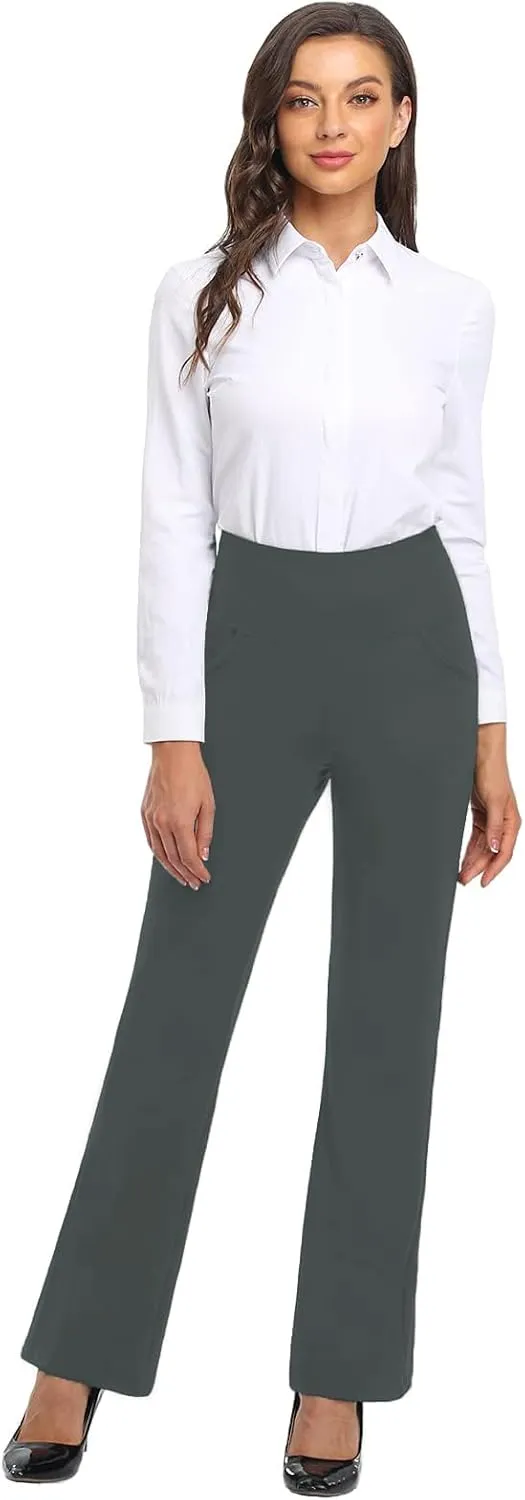 FIRST WAY Buttery Soft Women's Bootcut Yoga Pants Capris with 3 Pockets Lounge Floral Printing