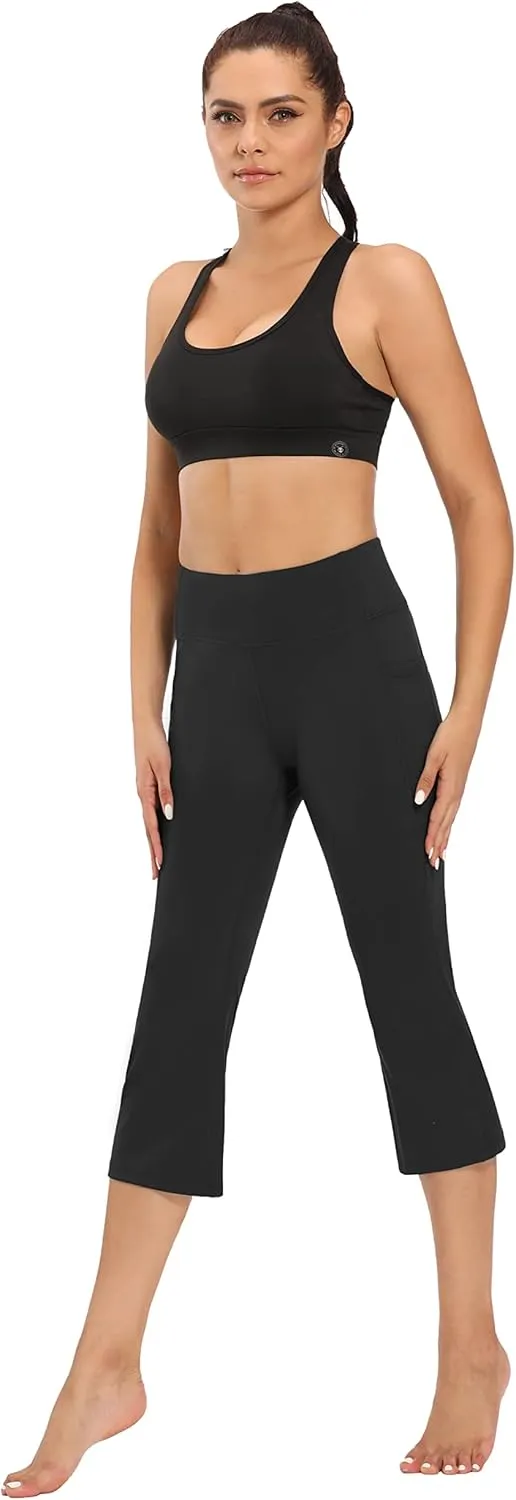 FIRST WAY Buttery Soft Women's Bootcut Yoga Pants Capris with 3 Pockets Lounge Floral Printing