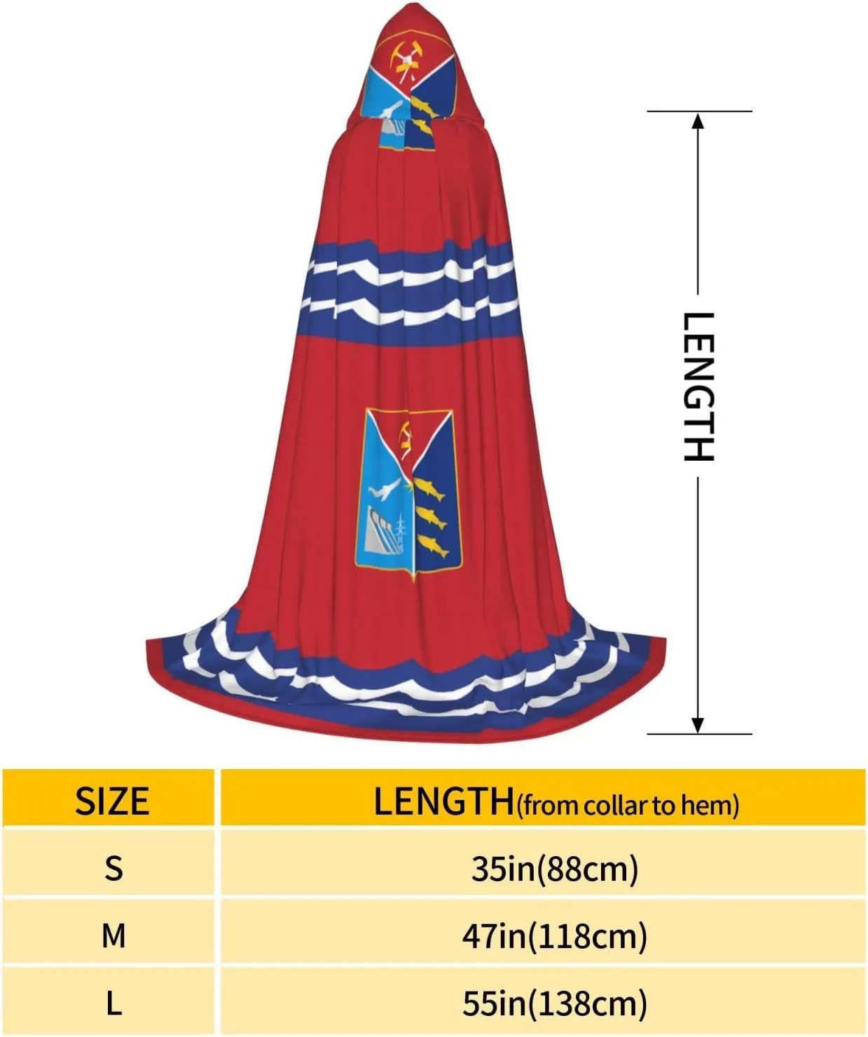 Flag of Magadan Hood Cloak,Hooded Cape Cloak,Halloween Witch Wizard Raven Vampire Cosplay Costume,