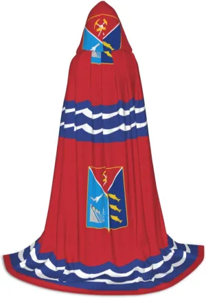 Flag of Magadan Hood Cloak,Hooded Cape Cloak,Halloween Witch Wizard Raven Vampire Cosplay Costume,