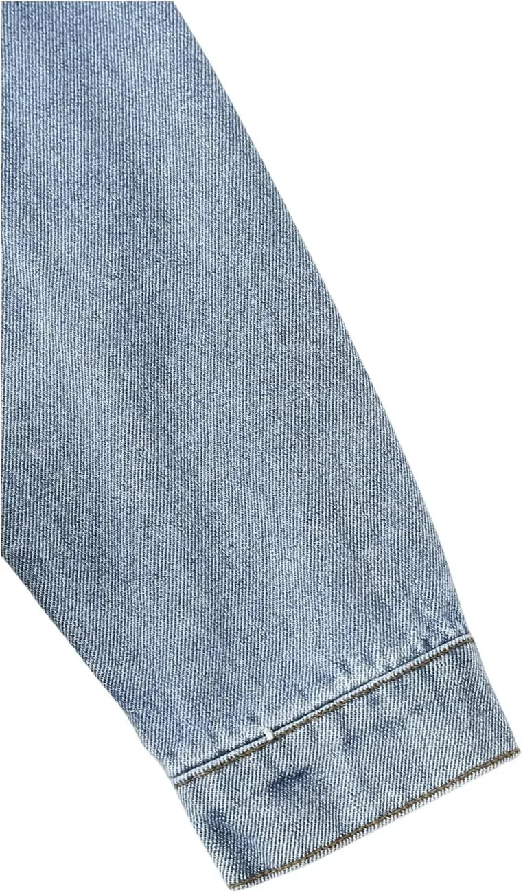 Floerns Women's Asymmetrical Raw Hem Collar Long Sleeve Cropped Coat Denim Jackets