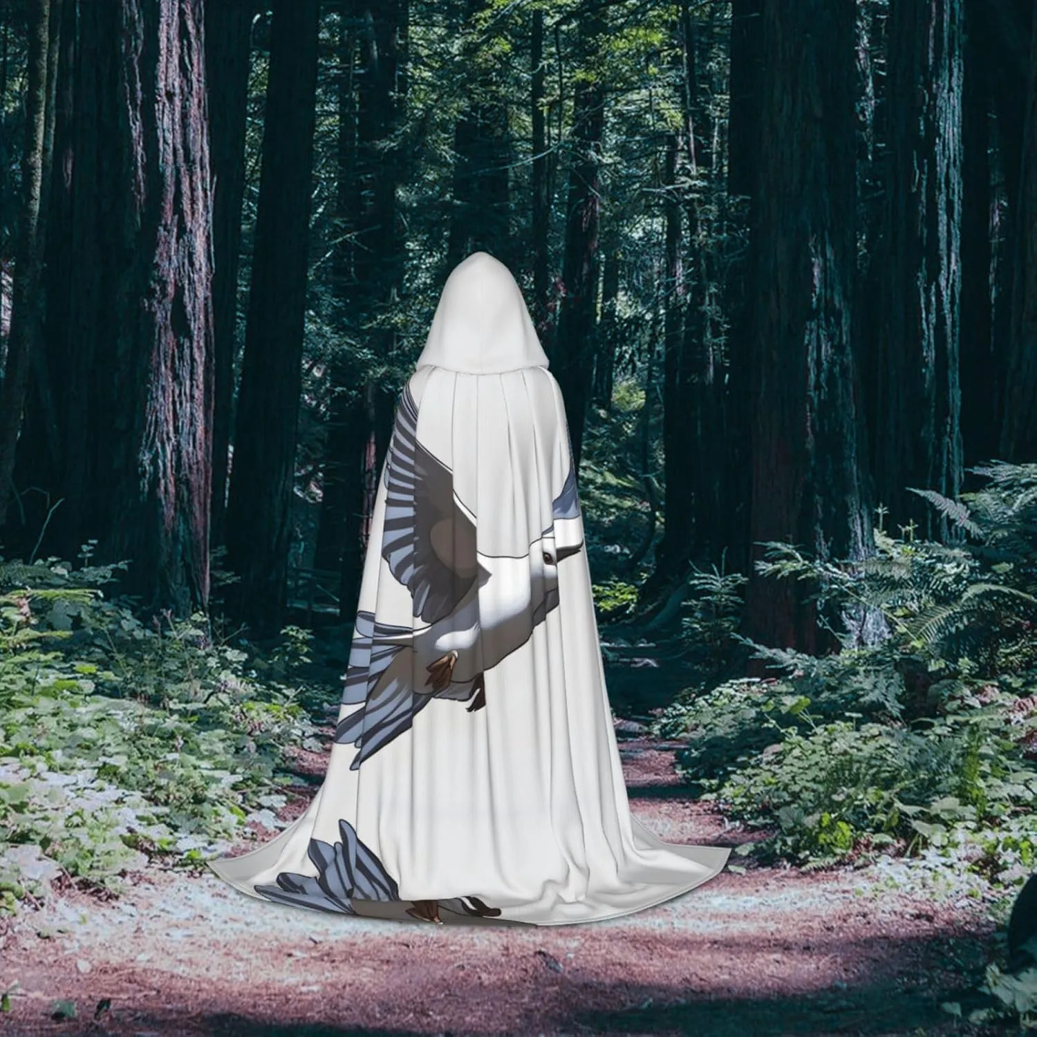 Flying Dove Hood Cloak,Hooded Cape Cloak,Halloween Witch Wizard Raven Vampire Cosplay