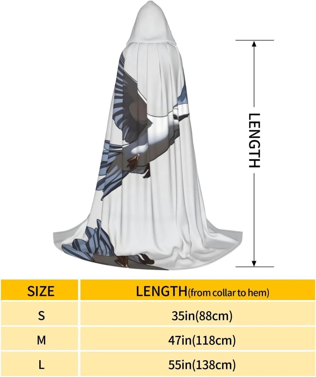 Flying Dove Hood Cloak,Hooded Cape Cloak,Halloween Witch Wizard Raven Vampire Cosplay