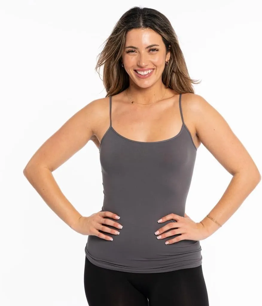 Full Seamless Stretch Camisole Tank Tops for Women - Spaghetti Strap Undershirt Cami One Size Fits Women XS-MD