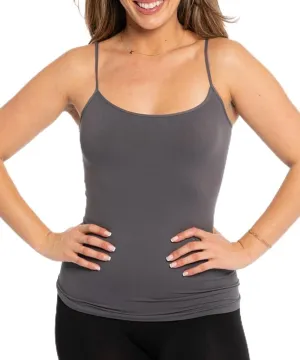 Full Seamless Stretch Camisole Tank Tops for Women - Spaghetti Strap Undershirt Cami One Size Fits Women XS-MD
