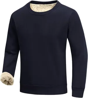 Gihuo Men's Warm Crewneck Sherpa Lined Fleece Sweatshirt Pullover Tops