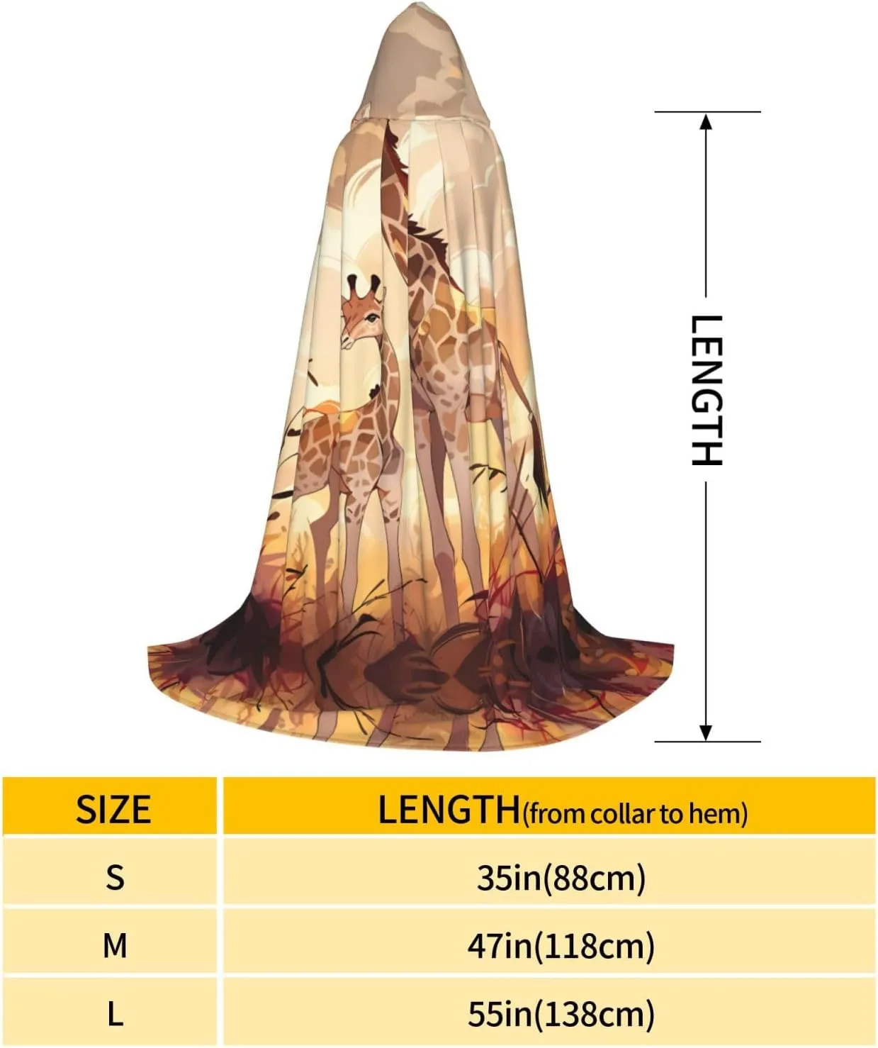Giraffe Mother and Child Hood Cloak,Hooded Cape Cloak,Halloween Witch Wizard Raven Vampire Cosplay