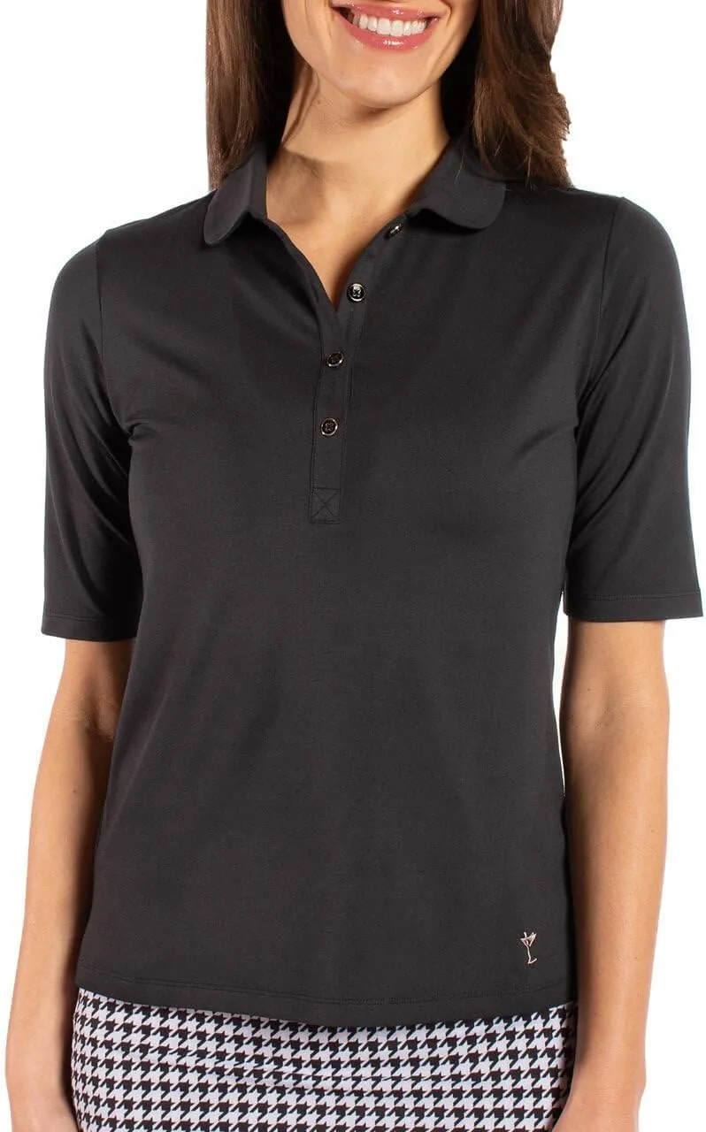 GOLFTINI Women's Elbow Sleeve Golf Polo - Stretch, UPF 30 , Moisture-Wicking - Sport Shirt for Golf, Tennis & Pickleball