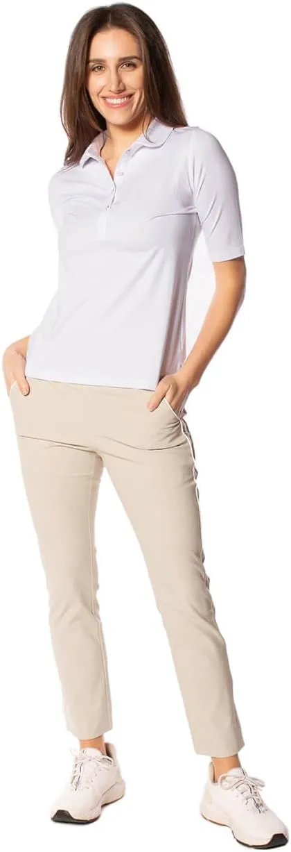GOLFTINI Women's Elbow Sleeve Golf Polo - Stretch, UPF 30 , Moisture-Wicking - Sport Shirt for Golf, Tennis & Pickleball