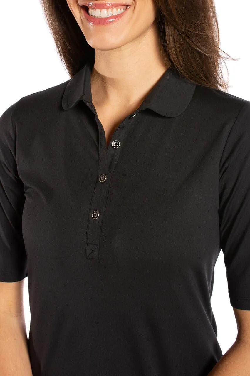 GOLFTINI Women's Elbow Sleeve Golf Polo - Stretch, UPF 30 , Moisture-Wicking - Sport Shirt for Golf, Tennis & Pickleball