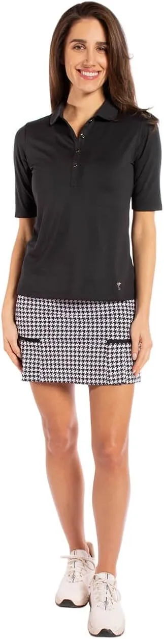 GOLFTINI Women's Elbow Sleeve Golf Polo - Stretch, UPF 30 , Moisture-Wicking - Sport Shirt for Golf, Tennis & Pickleball