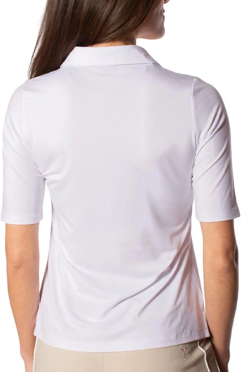 GOLFTINI Women's Elbow Sleeve Golf Polo - Stretch, UPF 30 , Moisture-Wicking - Sport Shirt for Golf, Tennis & Pickleball