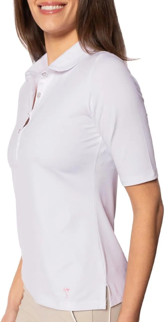 GOLFTINI Women's Elbow Sleeve Golf Polo - Stretch, UPF 30 , Moisture-Wicking - Sport Shirt for Golf, Tennis & Pickleball