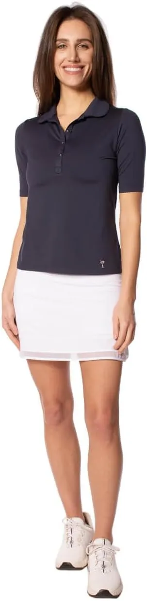 GOLFTINI Women's Elbow Sleeve Golf Polo - Stretch, UPF 30 , Moisture-Wicking - Sport Shirt for Golf, Tennis & Pickleball