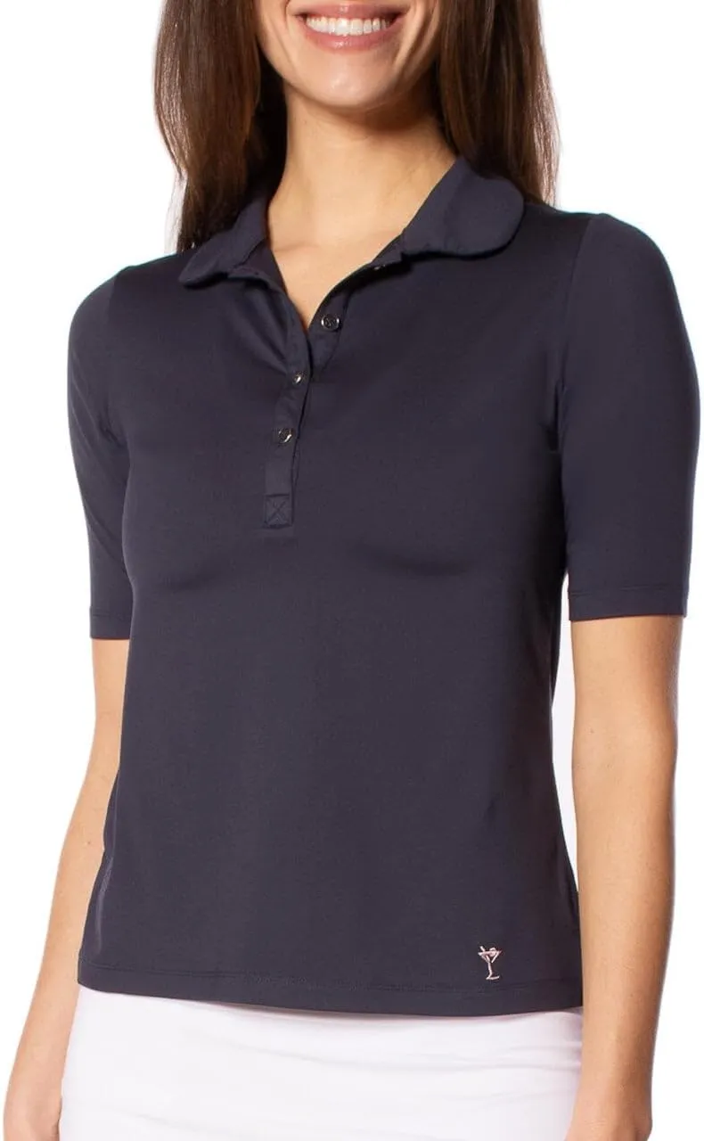 GOLFTINI Women's Elbow Sleeve Golf Polo - Stretch, UPF 30 , Moisture-Wicking - Sport Shirt for Golf, Tennis & Pickleball