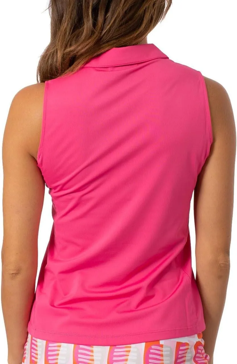 GOLFTINI Women's Zip Golf Polo - Sleeveless, Lightweight, Moisture-Wicking, UPF, 4-Way Stretch for Sports