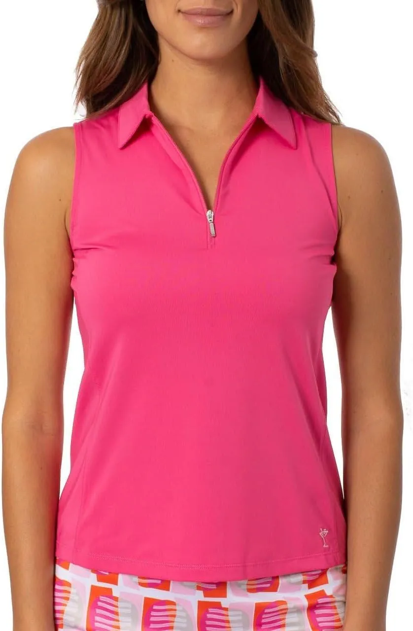 GOLFTINI Women's Zip Golf Polo - Sleeveless, Lightweight, Moisture-Wicking, UPF, 4-Way Stretch for Sports