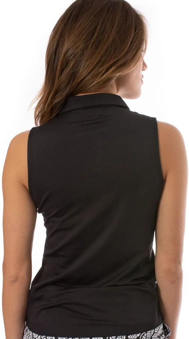 GOLFTINI Women's Zip Golf Polo - Sleeveless, Lightweight, Moisture-Wicking, UPF, 4-Way Stretch for Sports