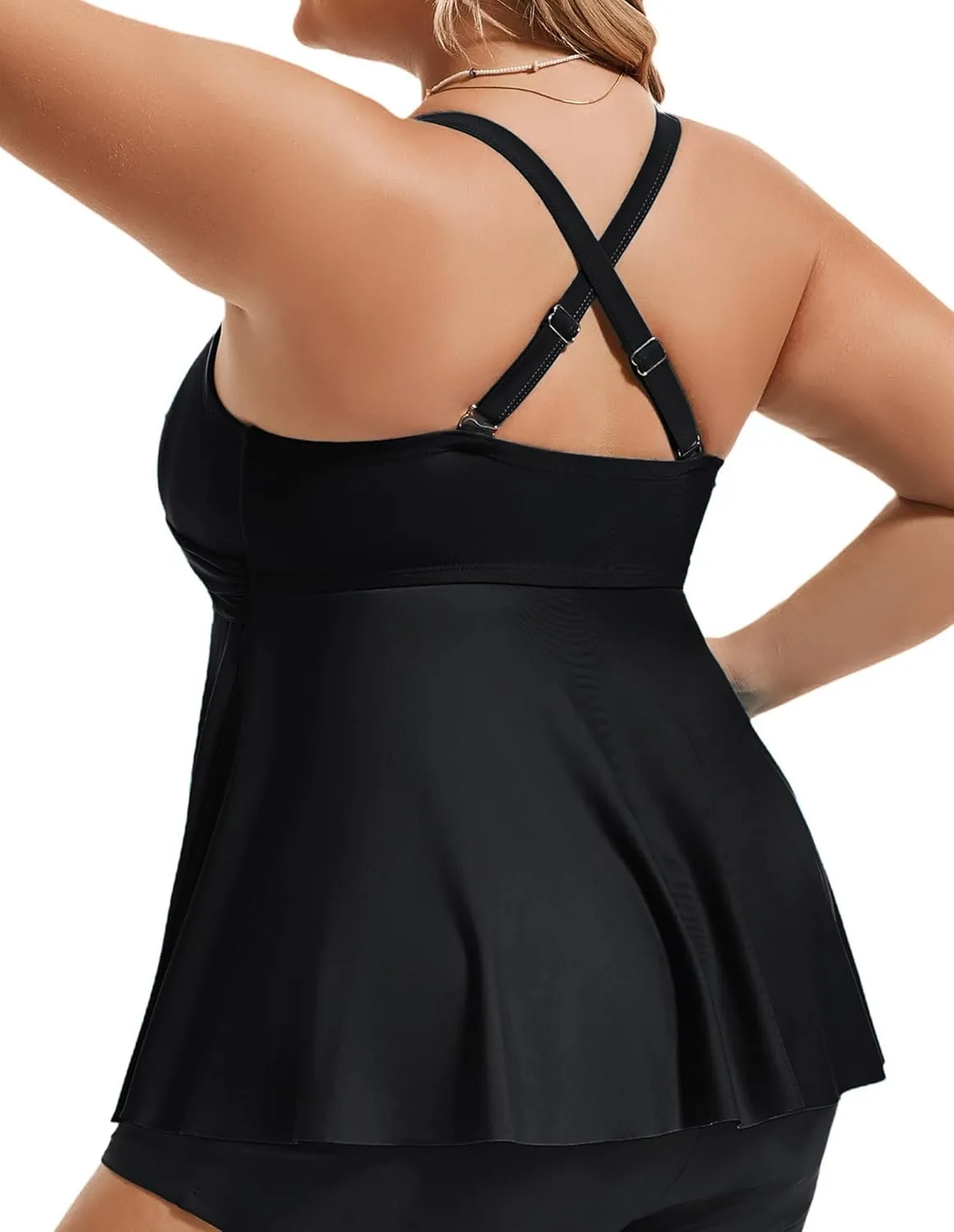 Hanna Nikole Women Plus Size Swimsuit Tops Twist V Neck Only Modest Tankini Swimsuit Tops Bathing Suits No Bottom