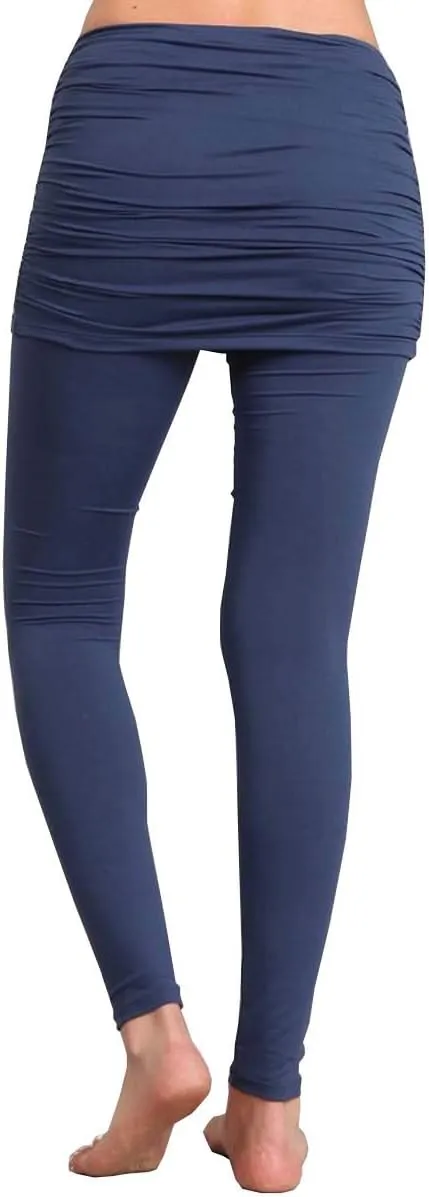 HEYHUN Womens Athleisure Ultra Soft Knit Foldover Ruched Skirted Yoga Leggings S-XL