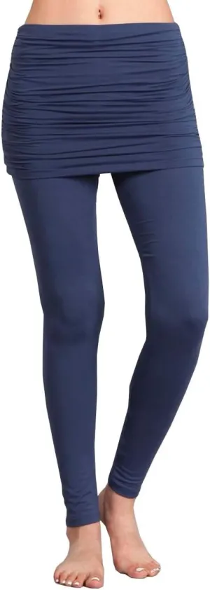 HEYHUN Womens Athleisure Ultra Soft Knit Foldover Ruched Skirted Yoga Leggings S-XL