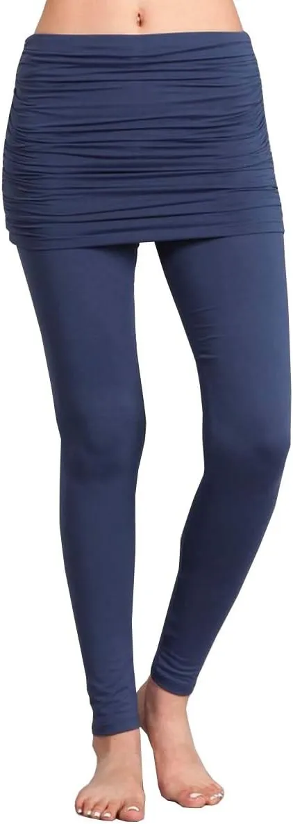 HEYHUN Womens Athleisure Ultra Soft Knit Foldover Ruched Skirted Yoga Leggings S-XL