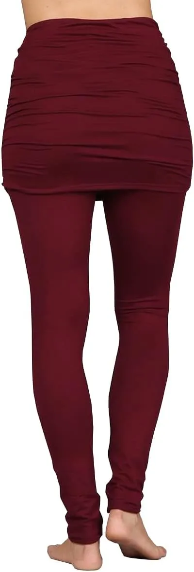 HEYHUN Womens Athleisure Ultra Soft Knit Foldover Ruched Skirted Yoga Leggings S-XL