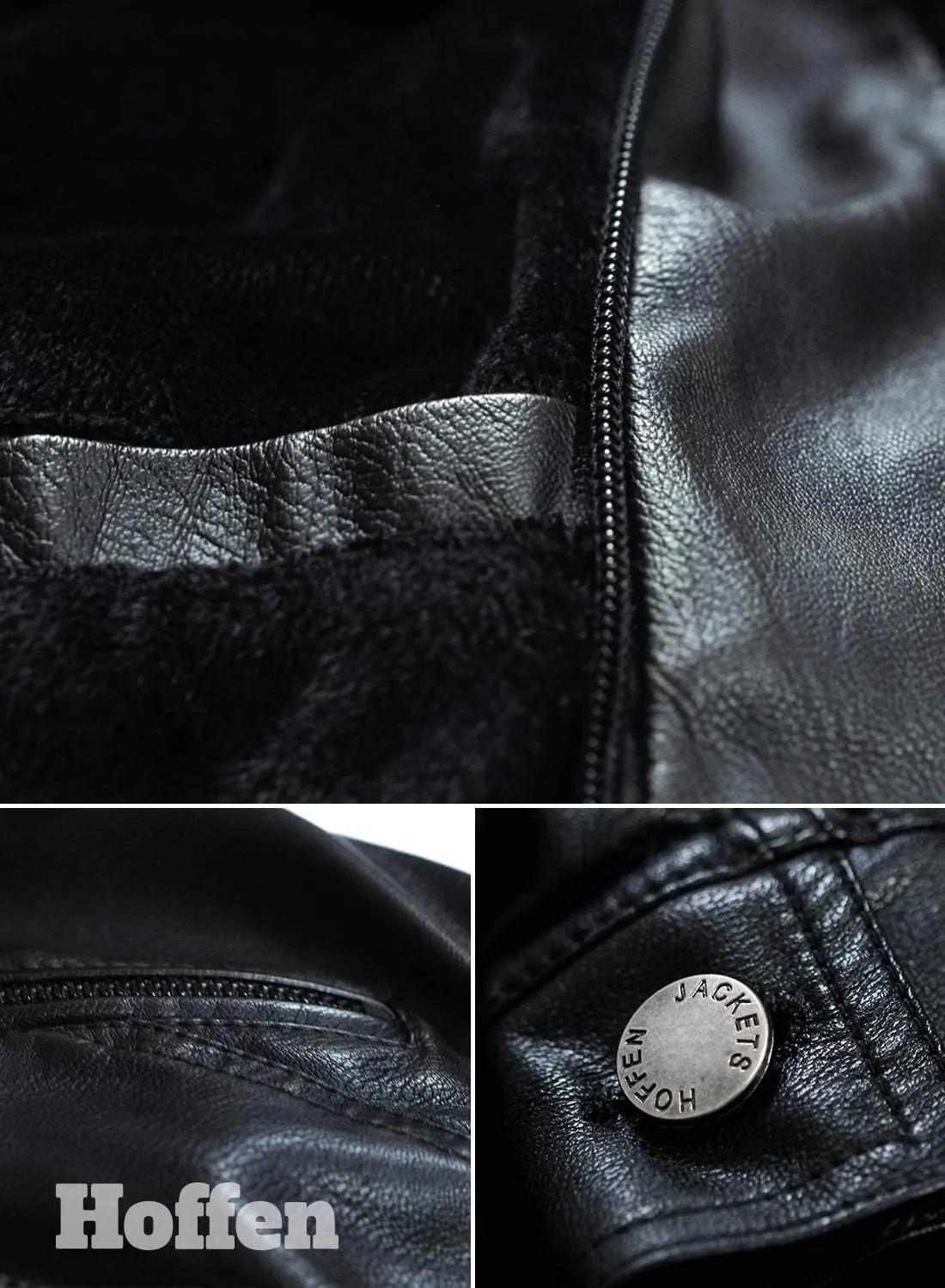 Hoffen Premium Vegan Leather Jacket for Women with Detachable Hood - Seitig Model