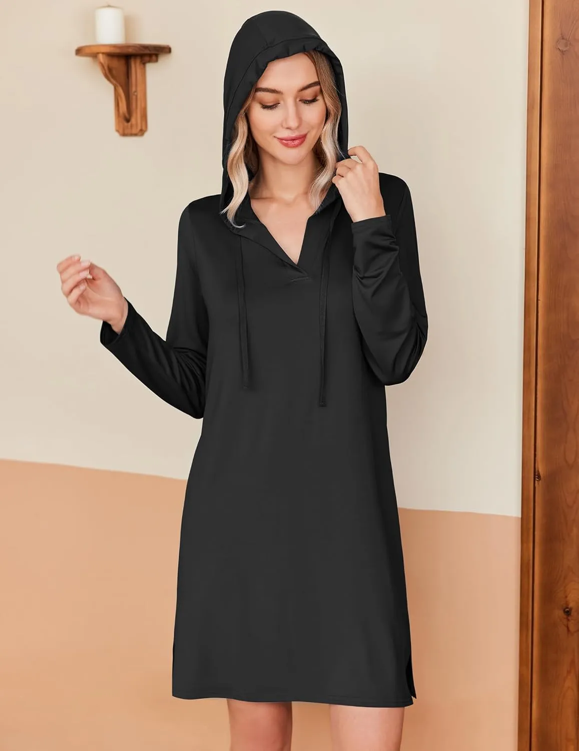HOTOUCH Womens UPF 50  Cover-Up Dress Beach SPF Sun Protection Long Sleeve Shirts Dress Lightweight Athletic UV Hoodie